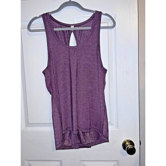 LULULEMON Hold & Let Flow Tank Heathered Black Cherry Purple Tie Back Slit Sz 6 - Picture 1 of 9